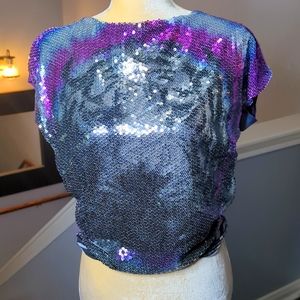 Sequin white tiger top